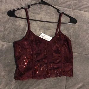 burgundy crop top from windsor, size S
